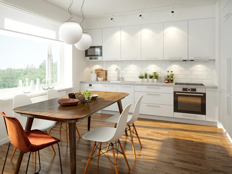 association-cuisine-blanche-bois Associer le blanc et le bois pour une cuisine moderne